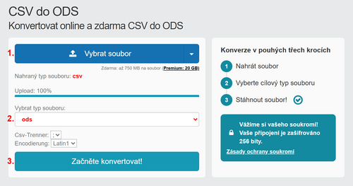 Jak převést CSV souborů online na ODS