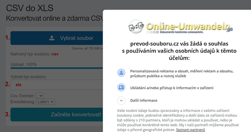 Jak převést CSV souborů online na XLS