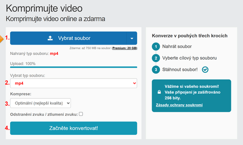 Zmenšení velikosti videa online - krok za krokem