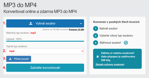 Jak převést MP3 souborů online na MP4