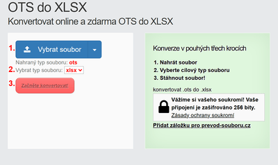 Jak převést OTS souborů online na XLSX