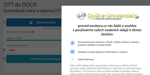 Jak převést OTT souborů online na DOCX