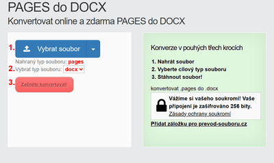 Jak převést PAGES souborů online na DOCX