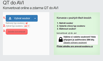 Jak převést QT souborů online na AVI