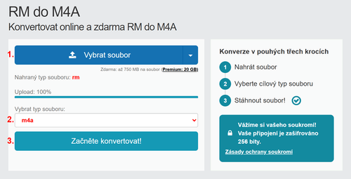 Jak převést RM souborů online na M4A