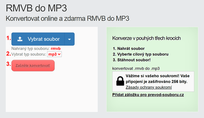 Jak převést RMVB souborů online na MP3