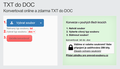 Jak převést TXT souborů online na DOC