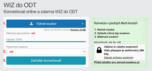 Jak převést WIZ souborů online na ODT
