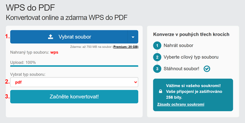 Jak převést WPS souborů online na PDF