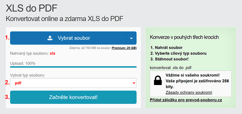 Jak převést XLS souborů online na PDF