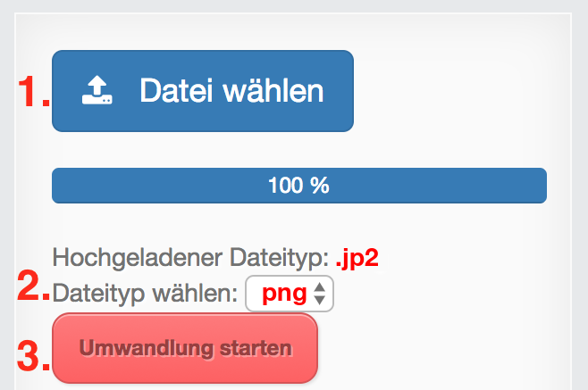 Anleitung JP2 Dateien online in PNG konvertieren