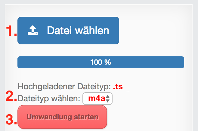Anleitung TS Dateien online in M4A konvertieren